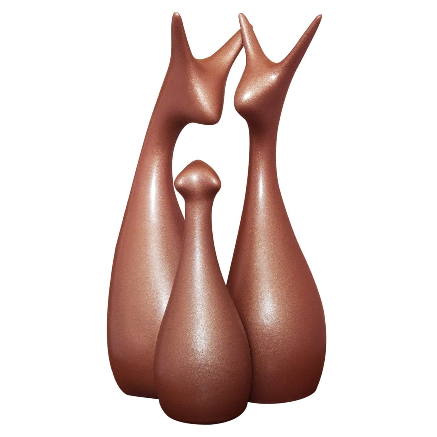 Xtore Lavish Bronze Home Decor Lucky Deer Family Ceramic Figurine Set of 3 Bronze Matte