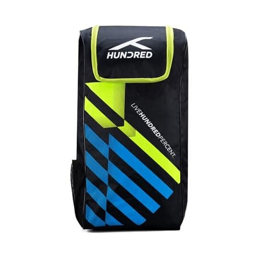 Hundred Polyester Drive Cricket Kitbag | Spacious & Durable Sports Gear Bag for Bats, Pads, Gloves & Accessories | Waterproof, Heavy-Duty Zippers, Multiple Compartments(Black)