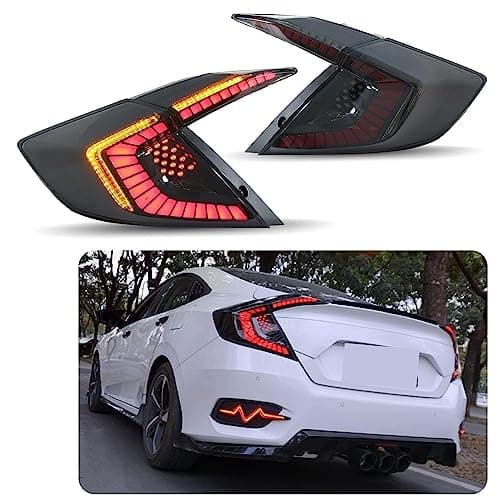 inginuity time LED Tail Lights For Honda Civic 10Th Generation 2016-2021 DRL Start Up Animation Rear Lamp Assembly (Not Fit For Hatchback)