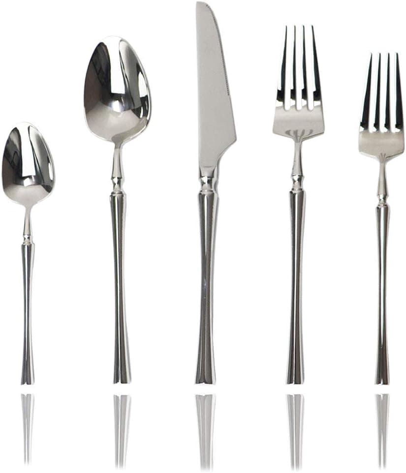 JASHII 20piece 1810 Stainless Steel Silver FlatwareCutleryTableware Set Service for 4 Person Include KnifeForkSpoon Mirror Polished Silver