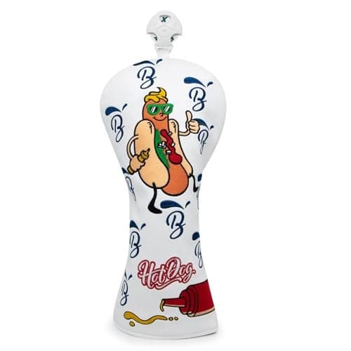 BAIRBRE Golf Club Covers Hot Dog Golf Driver Cover Fariway Wood Headcovers Hybrid Head Covers 3 Wood Headcover Leather Golf Headcover with Number Tag for All Brand