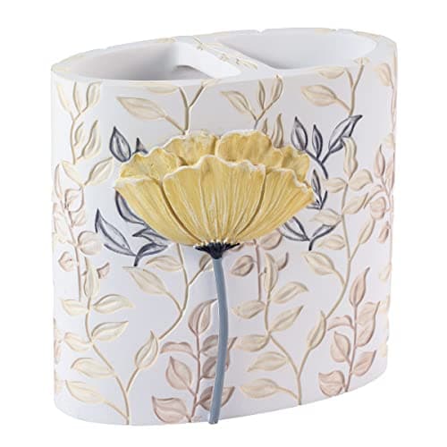 Avanti Linens - Toothbrush Holder, 100% Hand-Painted Resin Bathroom Accessories, Floral Home Decor (Marielle)