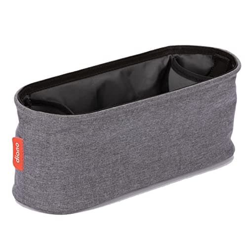 Diono Buggy Buddy Universal Stroller Organizer with Cup Holders Secure Attachment Zippered Pockets Safe Secure Gray