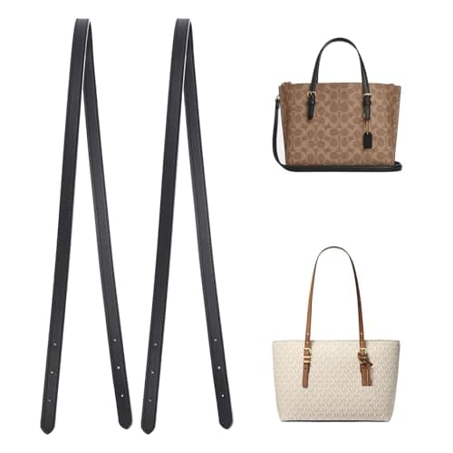 OAikor Purse Strap Replacement Compatible with Coach Mollie Tote Bag 25 & MK Basket Bags, 2 Pieces Microfiber Leather Shoulder Strap for Tote HandBag Handles(Black,31.9 inches)