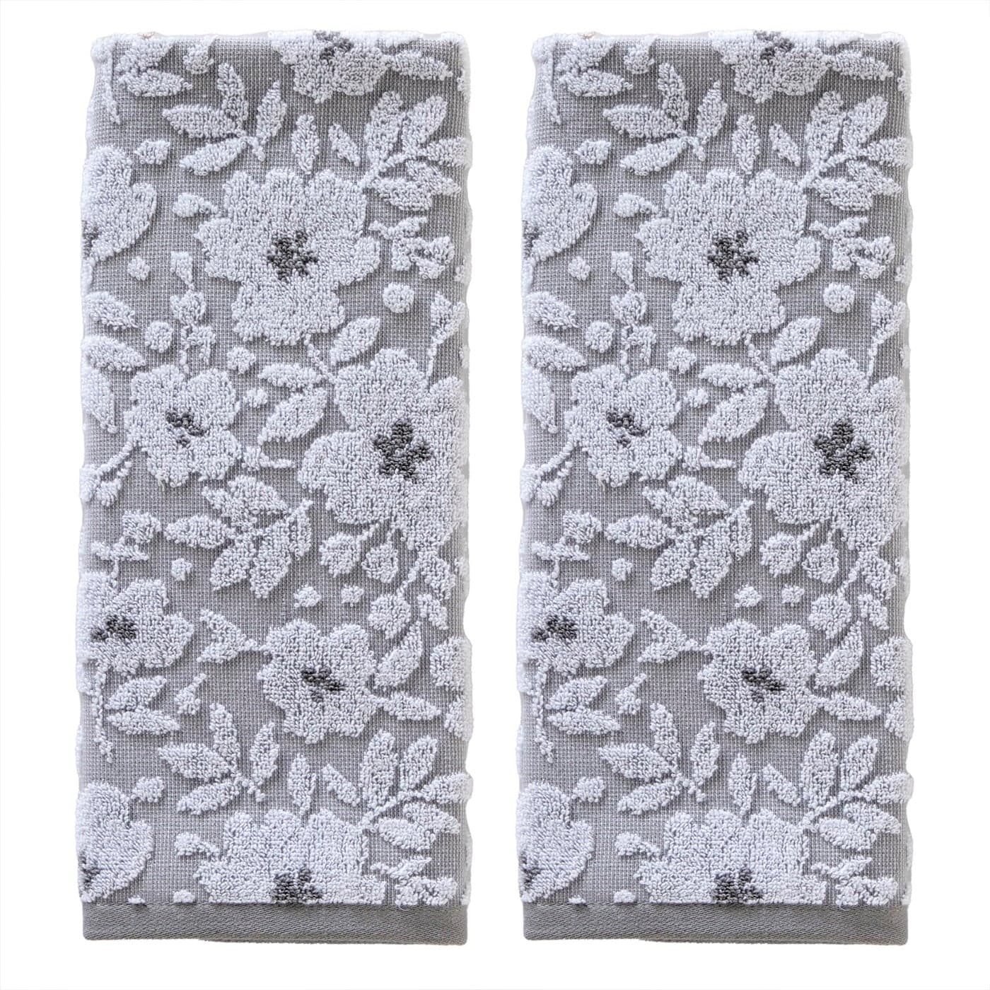 SKL Home Floral Jacquard Hand Towel Set Gray 2 Count