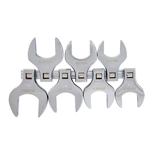 Sunex Tools 9740A 1/2-Inch Drive Jumbo Metric Crowfoot Wrench Set, 34mm - 46mm, Fully Polished, 7-Piece (Includes Storage Rail)