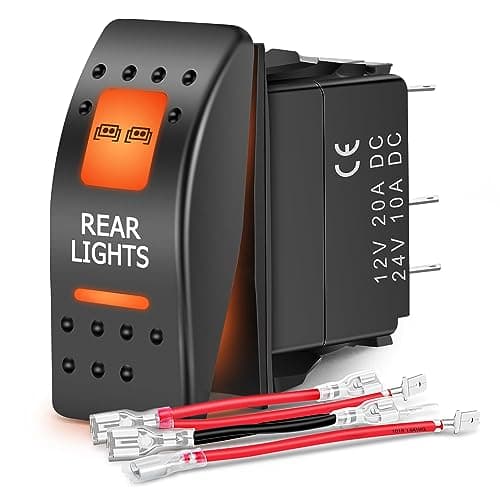 Nilight UTV Rear Lights Rocker Switch On Off 5 PIN SPST LED Light Bar Switches w/Orange Backlit 12V 24V Compatible for Polaris RZR Can-Am ATVs UTVs Cars Trucks RVs