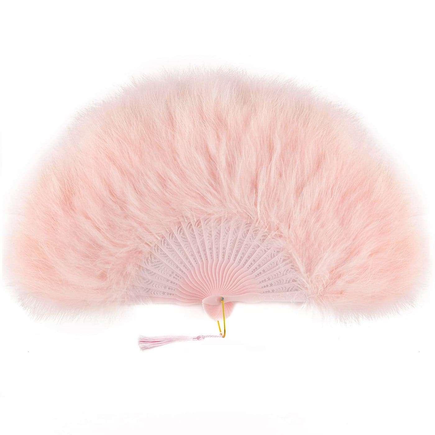 BABEYOND Marabou Feather Fan 20s Vintage Folding Fan Flapper Hand Fan for Costume Dancing Show Tea Party Wedding Decoration PinkPink Rib
