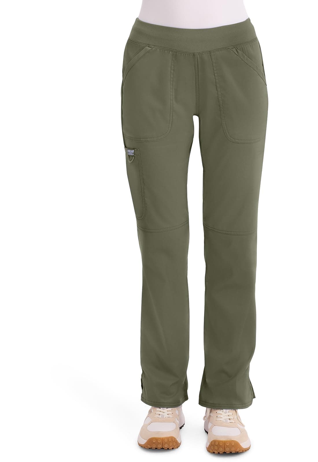 Cherokee Women Scrub Pant with Straight Leg Pullon Pant Medical Bottom with 4 Pocket 2Way Stretch Fabric WW110P L Petite Olive