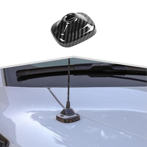 Amayum Radio Antenna Base Trim Cover Exterior Decoration Kit Fit for Ford F150 Raptor 2009-2015, Black with Carbon Fiber Finish