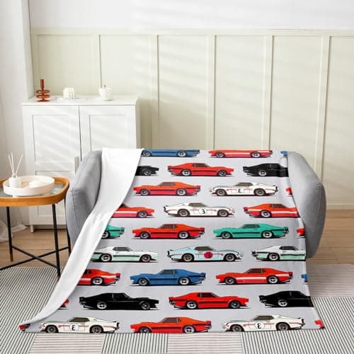Feelyou Cartoon Car Flannel Fleece Throw Blanket,Sports Car All Season Bed Blanket Fuzzy Blanket for Bed Sofa Couch,Red Race Sports Competition Style Bedroom Decor Plush Blanket Baby 30"x40"