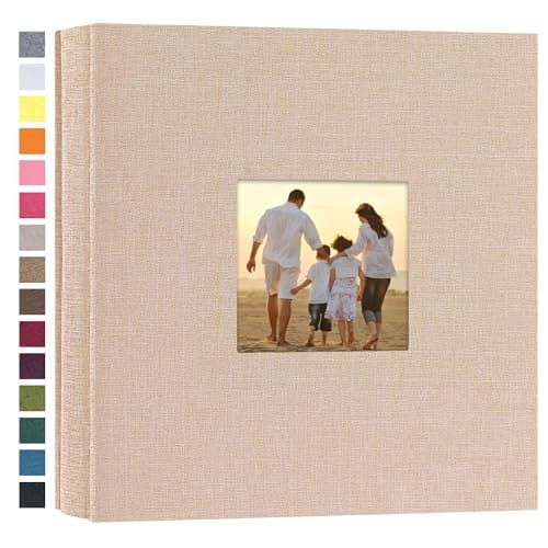 potricher Small Photo Album 4x6 200 Photos Linen Cover Picture Photo Book for Family Wedding Anniversary Baby Vacation (Beige,200 Pockets)