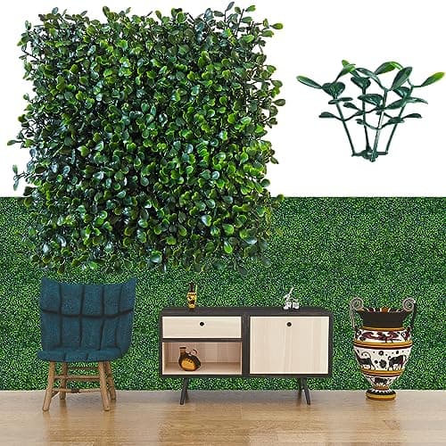 ODTORY Artificial Grass Wall Panel Backdrop10 X 10 in 24P168 sqft UVAnti Greenery Boxwood Panels for Indoor Outdoor Green Wall Decor Ivy Fence Covering Privacy