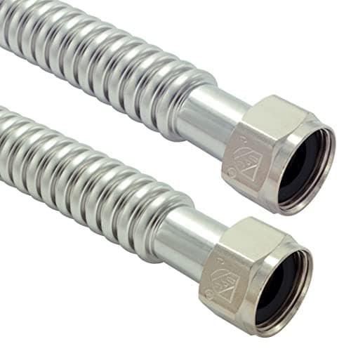 TT FLEX Stainless Steel Corrugated Water Heater Connector Flexible for Heater Softener, 1" FIP x 1" FIP, 0.92" ID x 18" Length (2 Pack)