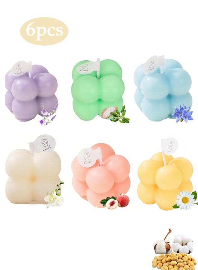 6-in-1 Mini Soy Wax Candles Gift Set – Eco-Friendly Aromatherapy, Lavender/Peach/Sea Salt Scents, Bubble Shaped Decorative Candlestick,Premium Scented Candles for Relaxation/Meditation for Home