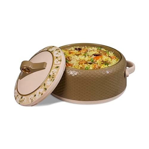 Nayasa Coral Insulated Inner Stainless Steel Casserole- 1500 ML | Serving Bowl with Lid | Hot Pot for Kitchen | Roti Box | Dark Brown