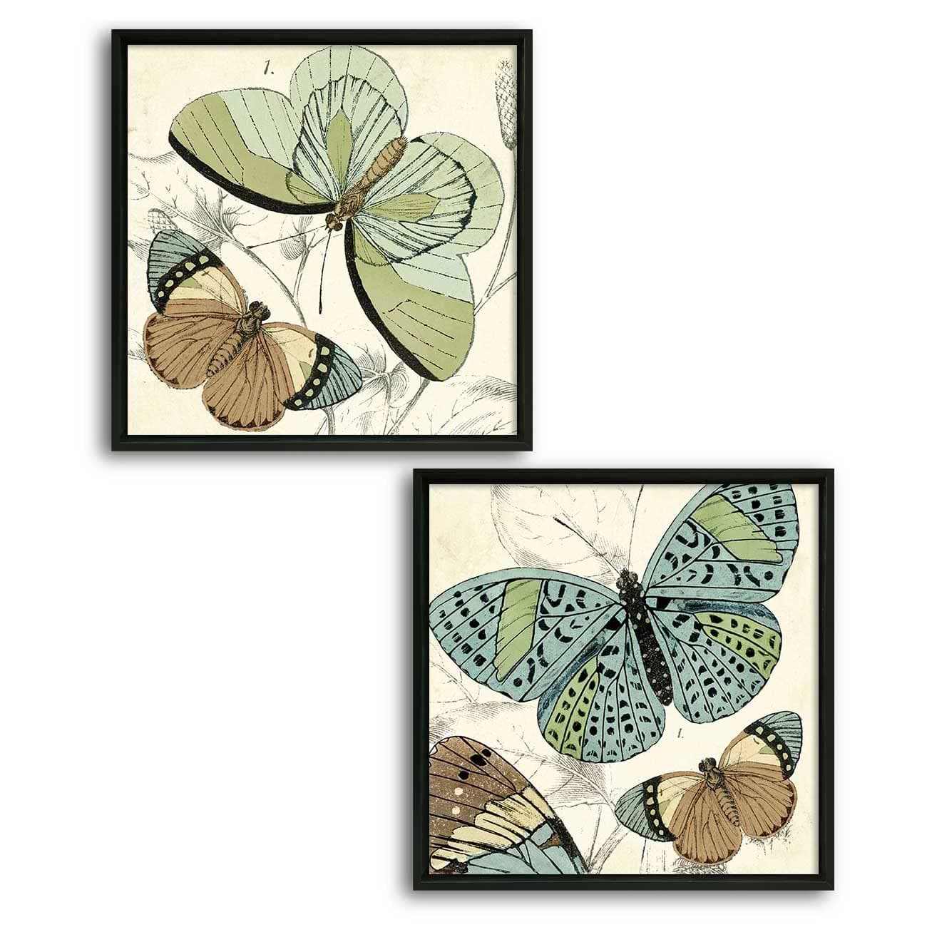 Painting Mantra Set of 2 Beautiful Butterflies Canvas Painting for Home Decor Framed Paintings for Wall and Living Room Decoration Size 27 x 13 Inchs