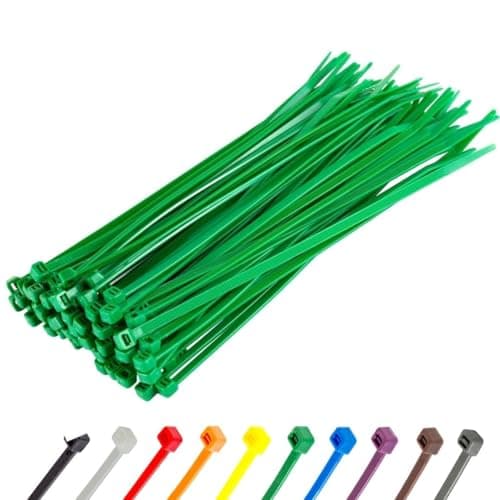 GTSE 8 Inch Green Zip Ties, 100 Pack, 18lb Strength, UV Resistant Strong Nylon Cable Ties, Self-Locking 8" Tie Wraps