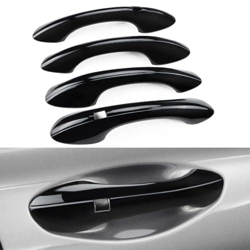 DLOVEG Exterior Door Handle Cover Compatible for Hyundai Santa Fe 2019 2020 2021 2022 2023 Accessories Door Handle Protector Trim with 2 Sensors Openings Golssy Black