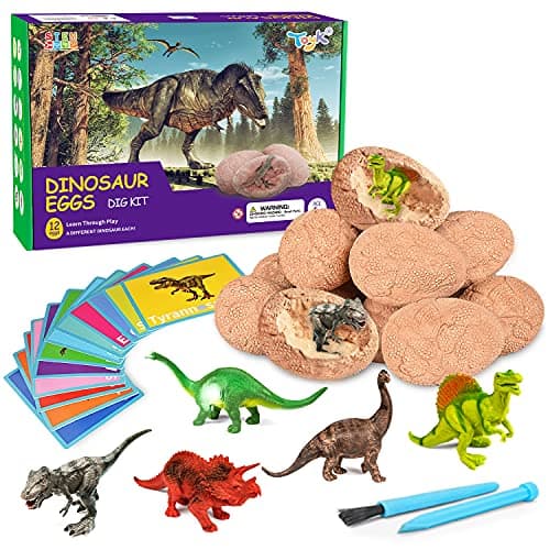Dig Up Dinosaur Fossil Eggs Break Open 12 Unique Eggs and Discover 12 Cute Dinosaurs Easter Digging Toy for 3 4 5 6 7 8 912 Year Old Boys Archaeology Science STEM Gift