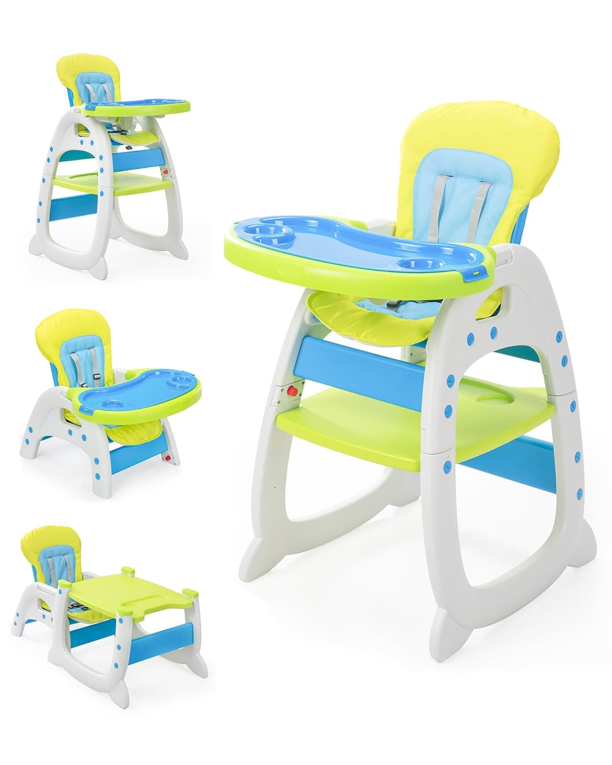 SANDINRAYLI High Chair Baby Highchairs for Babies and Toddlers Convertible 3 in 1 Baby Chair for Eating Adjustable Toddler Feeding Chair Easy to Clean Eating Chair for Girls Boys Green