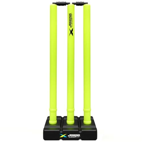 Jaspo Cricket Wicket Set – 30 Inch Neon Colour Plastic Stumps with Stand & Bails | Durable Cricket Wickets for Ground, Match, Tournament, Practice | Standard Size Cricket Kit for All Ages