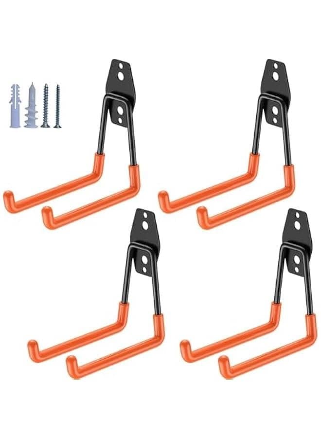 4 pcs Garage Hooks Heavy Duty,Utility Steel Garage Storage Hooks,Wall Mount Garage HangerOrganizer for Organizing Garden Lawn Tools,Ladders,Bulk Items,Bikes,Ropes and More Equipment