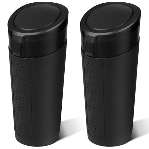 Car Trash Can Bin with Lid - 2 Packs Mini Car Garbage Can Cup Holder-Black Small Leakproof Vehicle Trash Garbage Can Bin-Automotive Car Organizers and Storage for Back Seat SUV Truck Accessories