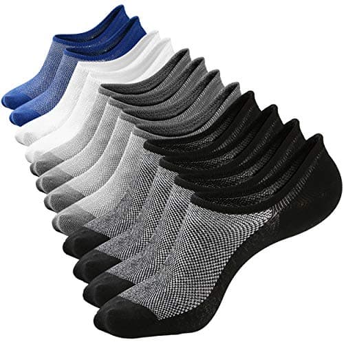 Mottee&Zconia No Show Socks for Mens Low Cut Casual Non-Slip Soft Cotton Mesh Top Comfy Socks 6 Pack size 8-11