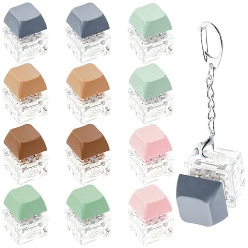 12 PCS Morandi Keyboard Fidget Toy Keyboard Fidget Keychain Keyboard Decompression Button Finger Clicker Toys Button Stress Relief Fidget Gifts for Adult to Relief Stress 12