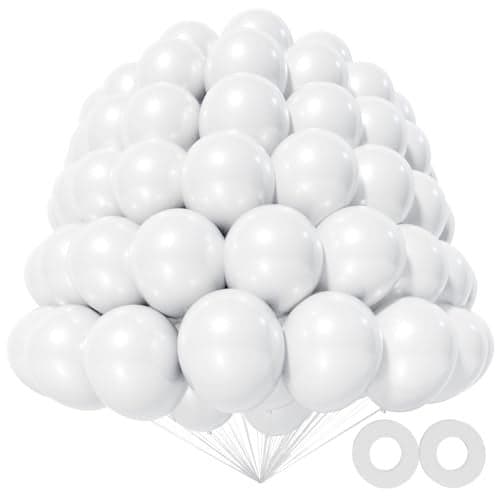 KAWKALSH 200pcs White Balloons 5 Inch Small Mini Latex Balloons for Party Birthday Baby Shower Anniversary Festival Arch Garland Decoration