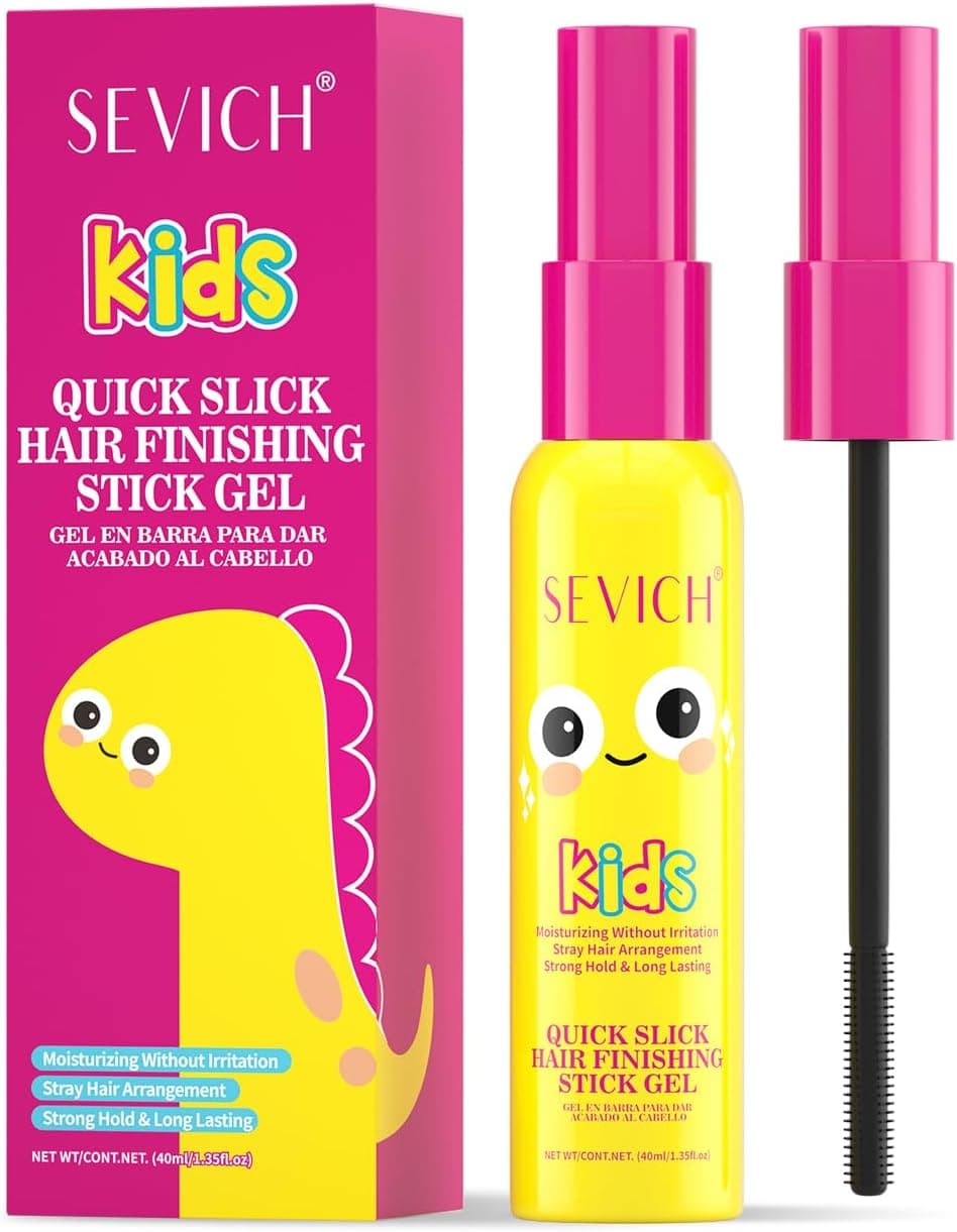 SEVICH Kids Quick Slick Hair Finishing Stick Gel 40ml Stray Hair Tamer with Dinosaur Design Gentle BrushOn Formula for Baby Hairs Flyaways