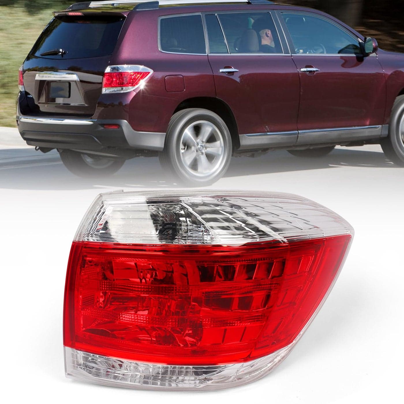 Huray Right Tail Light for Toyota Highlander 20112013 Passenger Side Halogen Taillight Lamp Assembly Replacement for TO2801185 815500E070