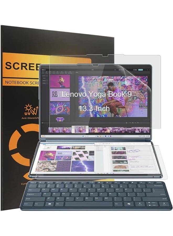 4 Pack Compatible with Lenovo Yoga Book 9i 2-in-1 13.3 2.8K Dual Screen OLED Touch Laptop 2023-2024 Anti Glare and Anti Fingerprint Matte PET Screen Protector
