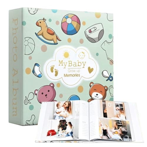 HASTHIP® Pregnancy Journal Baby Record Book, Pregnancy Books Photo Album for 6'' Photoes, 200-Capacity Cartoon Hardcover Baby Growth Journal Photo & Handwritten Album Baby Shower Gifts for Mom to be