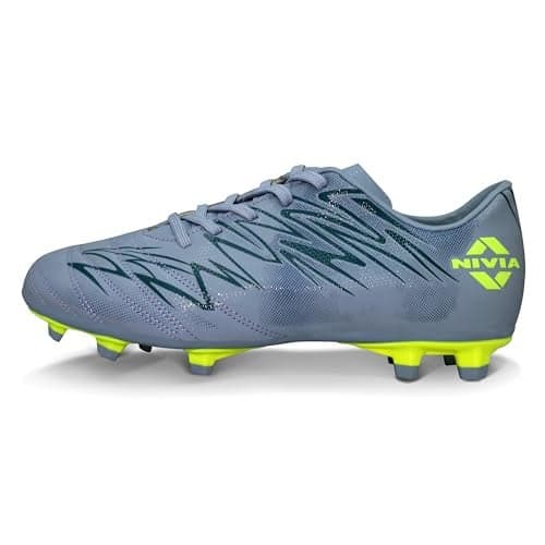 Nivia Encounter 11.0 Football Stud for Men, Synthetic Leather Upper, Lightweight Insole,High-Shear Strength TPU Outsole (Comfort Grey) UK-07