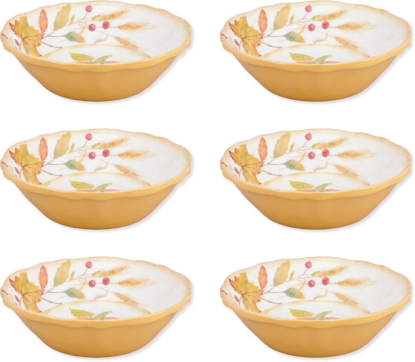 UPware Harvest Pumpkin Melamine Bowl Set Flower Shaped Bowls for Pasta Rice Soup and Salad BPAFree Dishwasher Safe ShatterProof Orange 7 Inch Set of 6