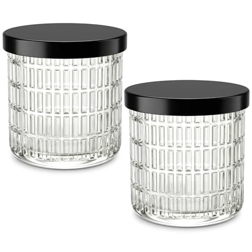 MKOSAB 2 Pack Qtip Holder Bathroom Set Glass Apothecary Jars with Lids Canisters for Cotton BallsSwabs Floss Picks Hair Ties Vanity Organizer Vintage Bathroom Storage Clear