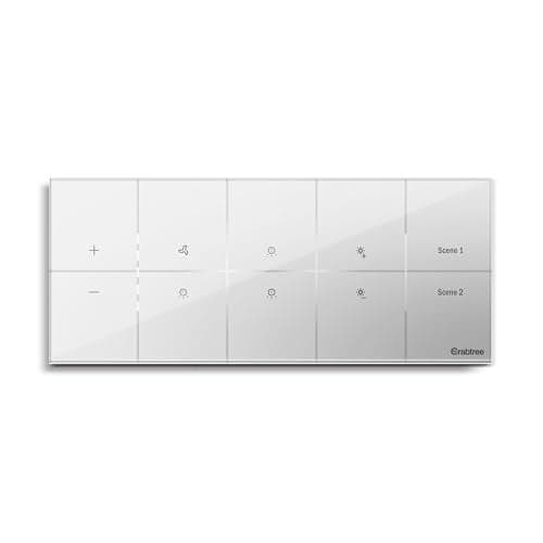 Havells Crabtree iSense Smart Monoblock Touch Panel with1 Fan, 3 ON/OFF Switch, 1 Dimmer, 2 scene (White) I Compatible with 6M Gang Box I Mesh connectivity I Compatible with Alexa, Google Home