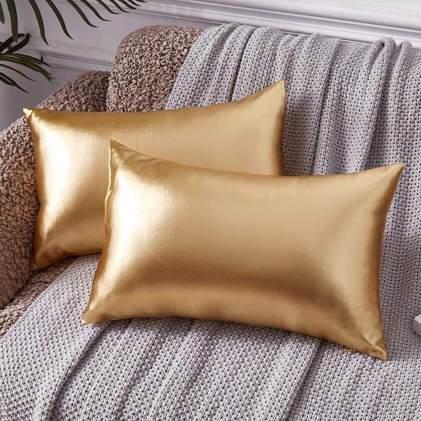 EUCIOR Decorative PillowGold Pillow Covers 12x20Decorative Throw Pillow Covers Modern Metallic Shiny Cushion CoverThrow Pillows for Bed Couch SofaGold Pillows