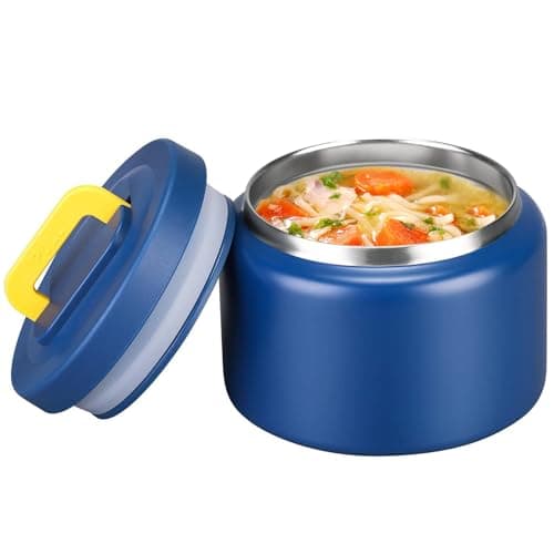 MAISON HUIS 8oz Soup Thermo Wide Mouth Vacuum Insulated Thermo Food Jar, Leak Proof Stainless Steel Thermo for Hot&Cold Food Kids Food Lunch Soup Container for School Travel (Blue)