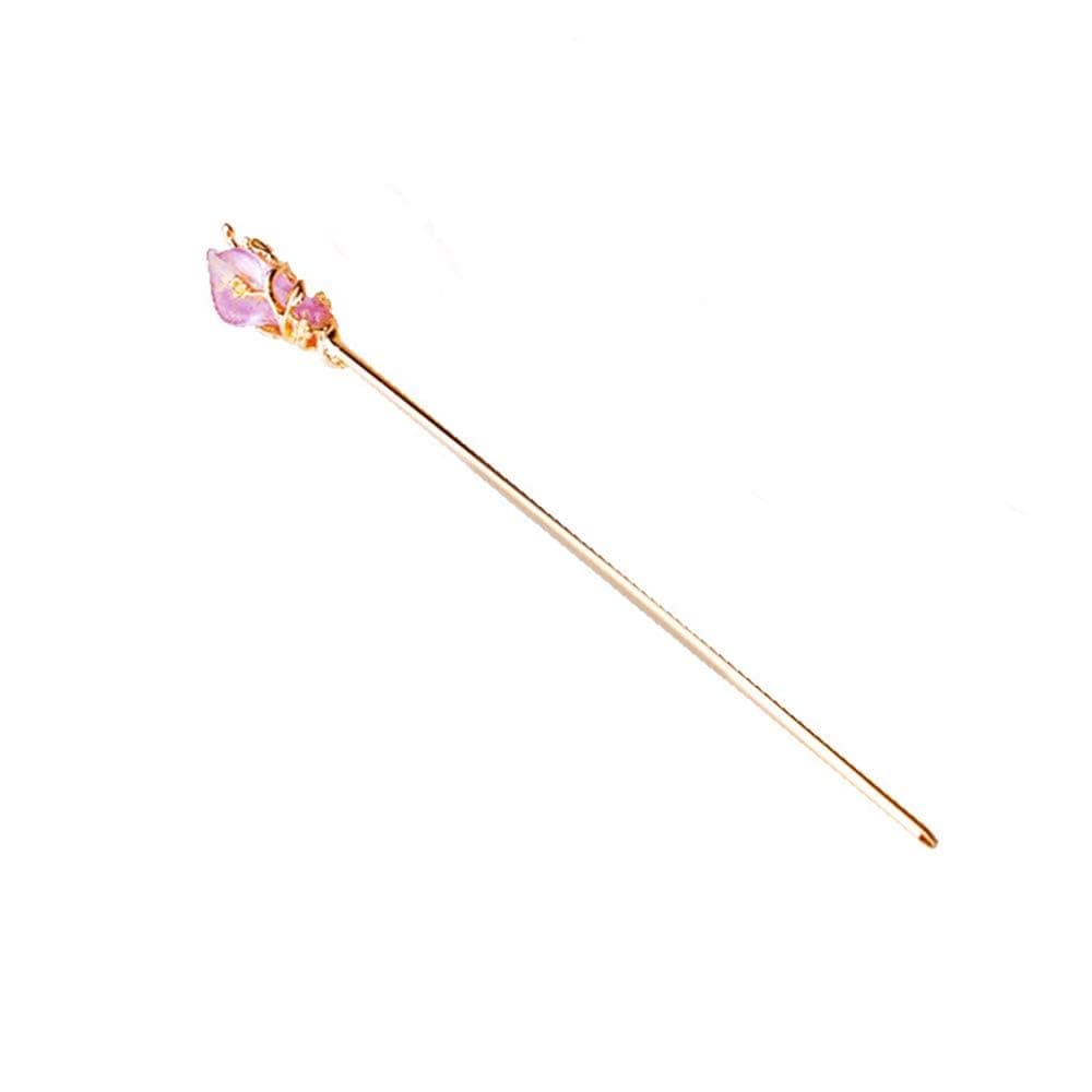 Purple Pretty Chinese Style Retro Hair Stick Hairpin Women Metal Rhinestone Hair Fork Hair ChopsticksHair Styling Pins Retro Tassel Hairpin Woman Hair Clip Accessories