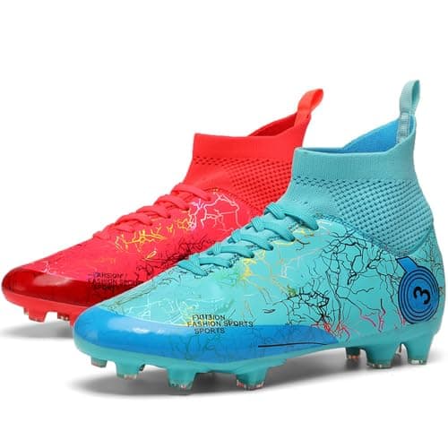 DISRATEBLU Kids Soccer Shoes Boys Football Cleats Professional Athletic Outdoor Trainning Football Shoes Youth Girl Turf Soccer Cleats