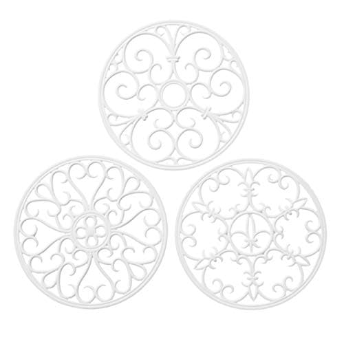 Silicone Trivet Mat - Non-Slip & Heat Resistant Kitchen Pads for Countertops & Table - Trivets for Hot Dishes & Cookware - Pot Holder for Pots & Pans - White, Set of 3