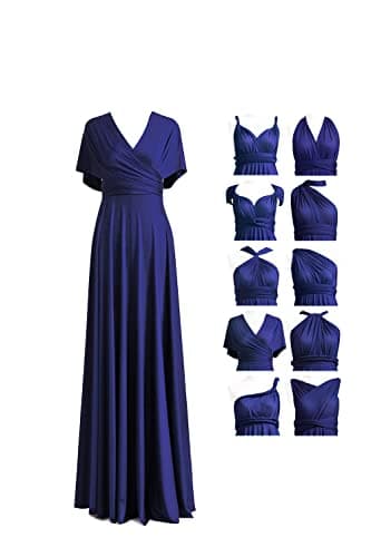 Bridesmaid Dresses, Women's Long Dress Infinity Dress Wedding Bridesmaid Evening Gown Vintage Sleeveless Slim Casual Ruched Maxi Dress Midnight Blue