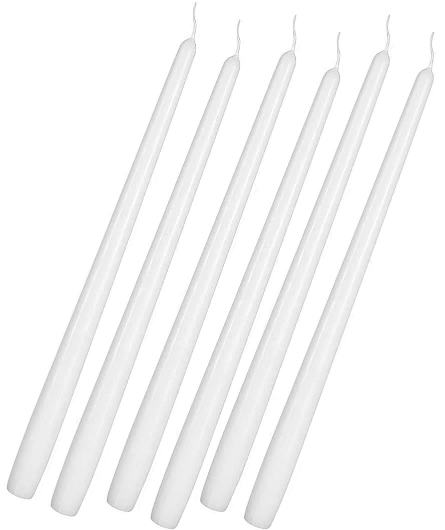 Floryn Decor White Taper Candles | Elegant Home Decor | Each 10 Inch Long, Smokeless & Dripless (Pack of 6)