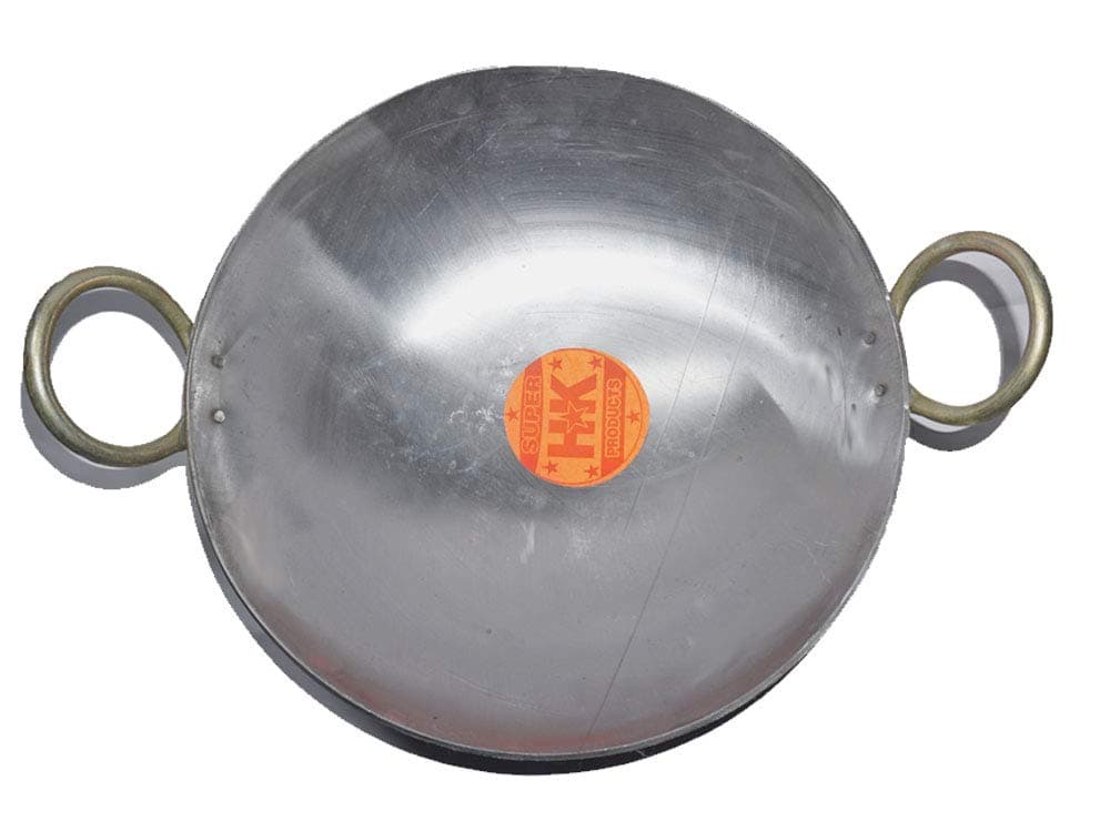 Super HK Iron/loha/lokhand kadhai Ideal for Cooking Frying with Large Handle (3, 12 Inch)