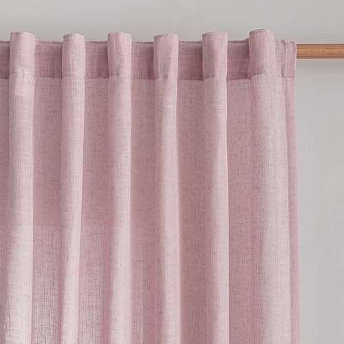 MYSKY HOME Pink Sheer Curtains for Girls Bedroom 84 Inches Long Girl Curtain Kids Nursery Window Drapes Living Room Semi Sheer Light Filtering Soft Home Decor Back Tab, 50" x 84", Light Pink, 2 Panels