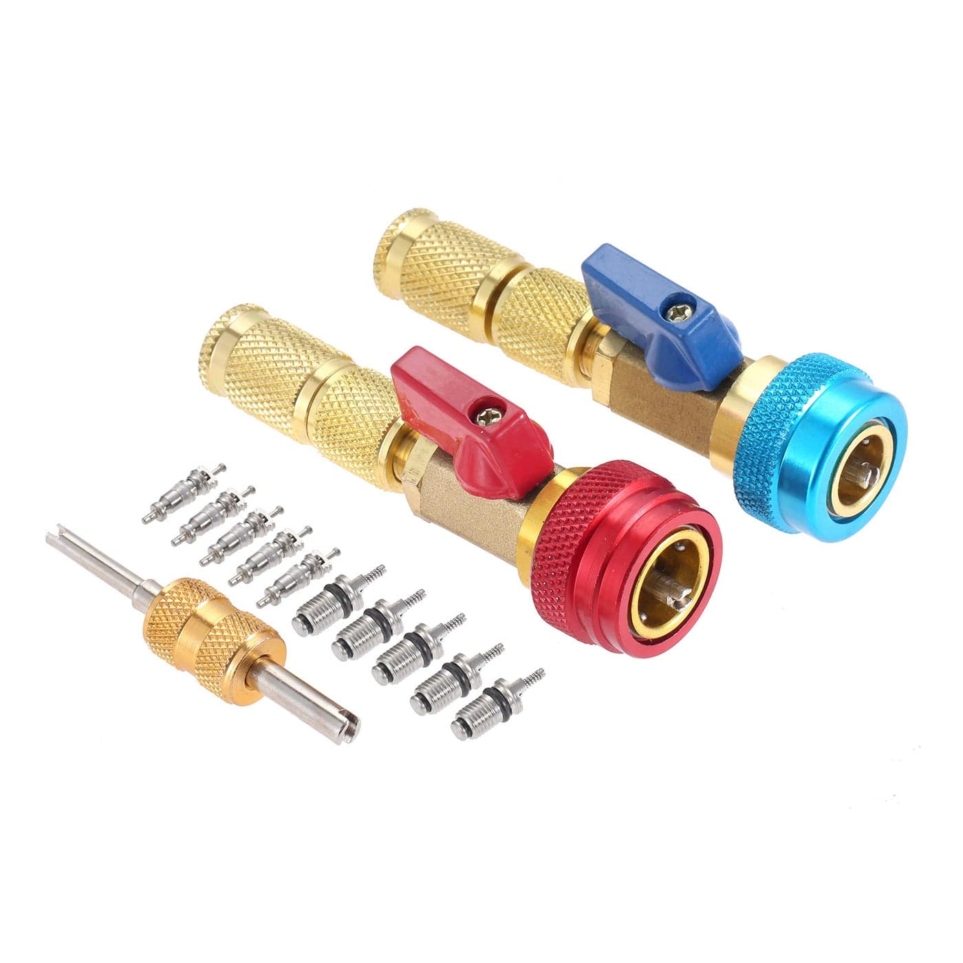 Aupoko R134A Valve Core Quick Remover Installer High Low Pressure Valve Core Remover Tools Kit for R13A Refrigerant Air Conditioner System