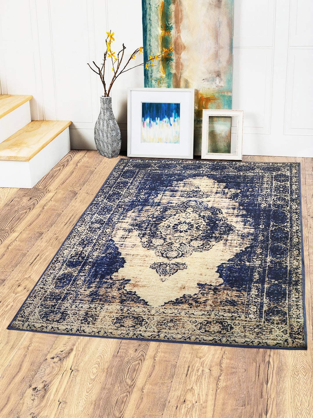 Status Contract 3 x 5 Feet Multi Printed Vintage Persian Carpet Rug Runner for Bedroom/Living Area/Home with Anti Slip Backing, Rectangular